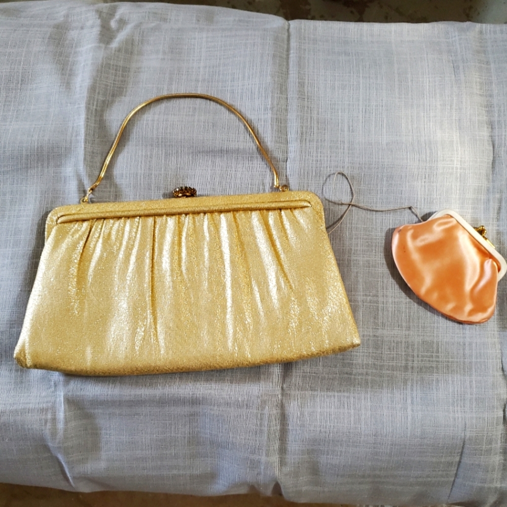 Vintage Harry Levine Gold Lamé Clutch Purse